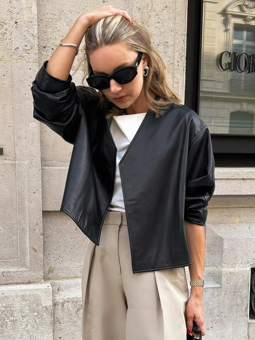 Zara Fall Casual Short Black Leather Jacket